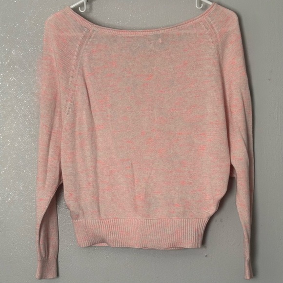American Eagle Outfitters Pink Marbled dolman-sleeve lightweight crop sweater M - Picture 2 of 5